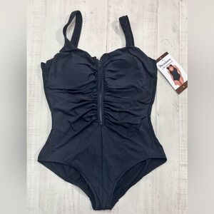 Miradonna by miraclesuit Black Ruched One-Piece Swimsuit